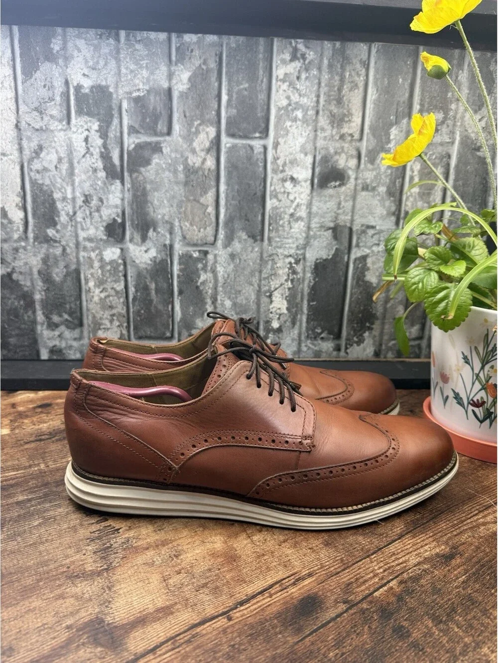 Cole Haan Grand.ØS C26471 Men’s Brown Leather Wingtip Oxford Dress US 14 M